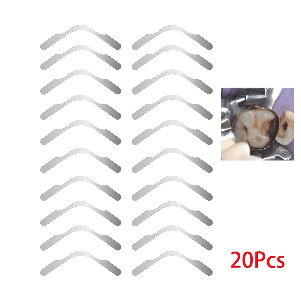 20Pcs Dental Matrix Bands Tofflemire Stuck Gingival Wall Lift Large Curvature Sectional Contoured Matrices Dentistry Tool image 3