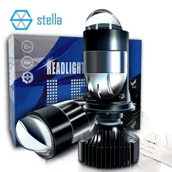 Stella 2 Adet Otomatik Lamba Mini Lens LED H4 Far Ampul Arabalar için Yüksek Işın Düşük Işın Projektör Turbo Fan 6000 k Beyaz Renk Aydınlatma