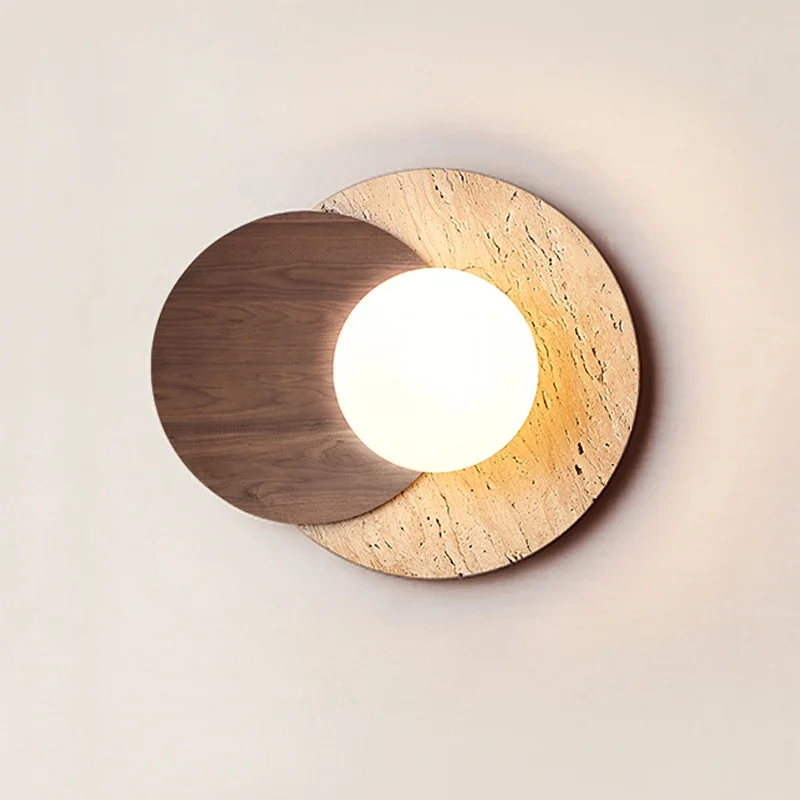Modern Wabi Sabi LED Wall Light Popular Natural Yellow Stone Bedside Sconce Home Decor Iron for Studio Apartment Popular for