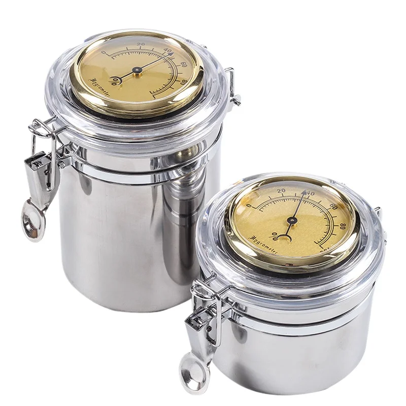 Tobacco Jar Cigar Humidor Stainless Steel Stash Jar with Hygrometer for Herb Tobacco Box Cigarette Smoke Accesoires