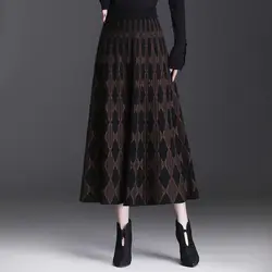 Mid to Long Skirt Women Autumn Winter New High Waisted Plaid A-line Winter Skirt Large Swing Skirt Versatile Stylish Versatile