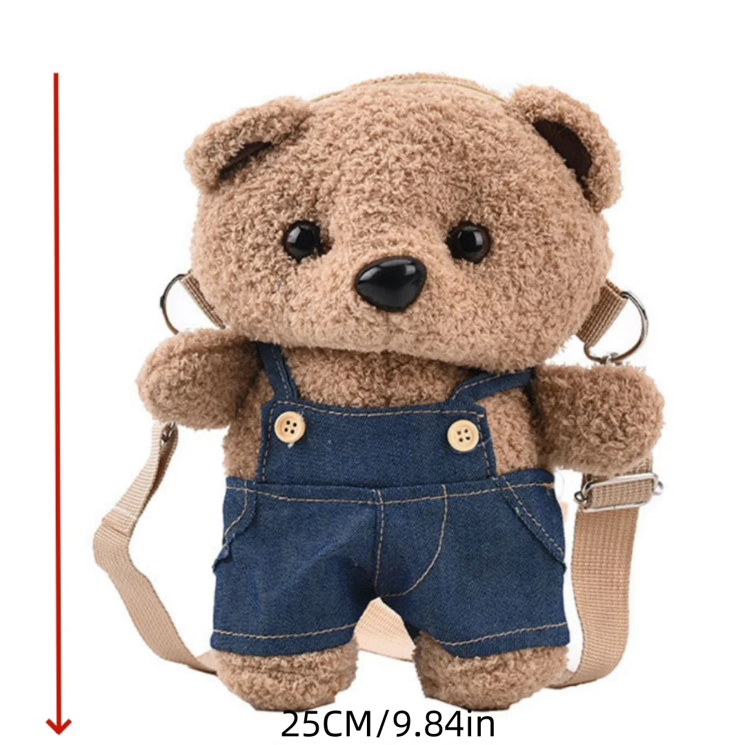 1pc 25cm/9.84in bonito saco de urso de pelúcia menina 2025 outono nova moda ins super popular internet celebridade dos desenhos animados tridimensional