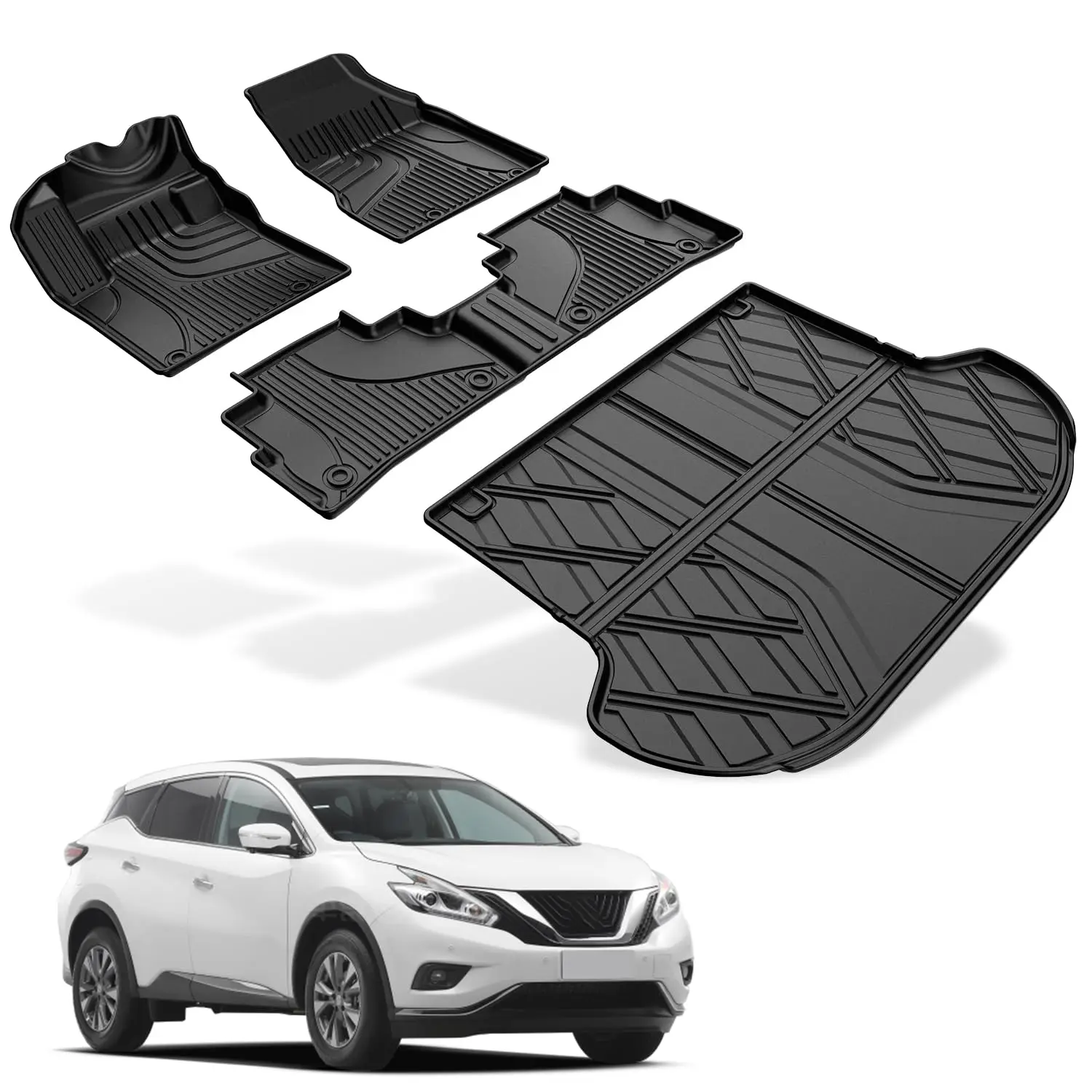 مجموعة مفارش أرضية وبطانات شحن متوافقة مع 2019-2024 نيسان مورانو، بطانة أرضية لإكسسوارات السيارات لجميع الأحوال الجوية #1