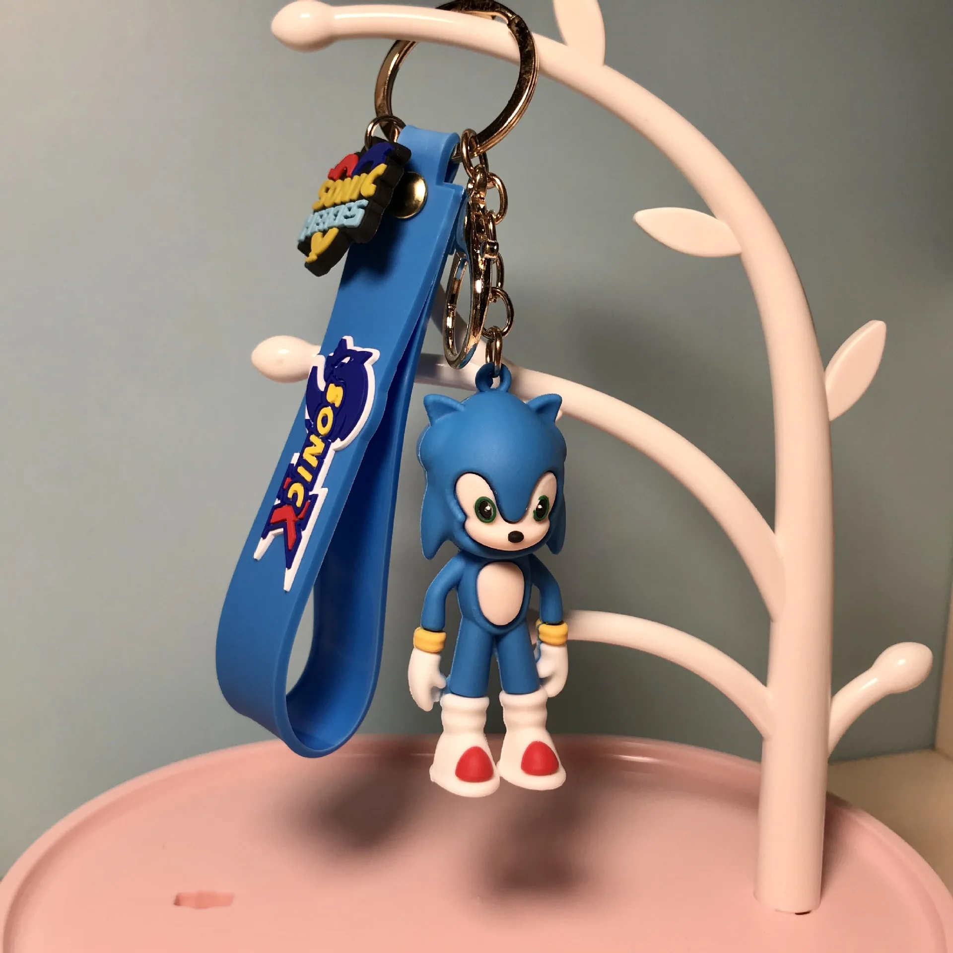 Sonic Mouse Key Chain Bag Pendant Cartoon Silicon Jewelry Anime Attachment Drop Glue Doll Pendant Car Couple Key Pendant