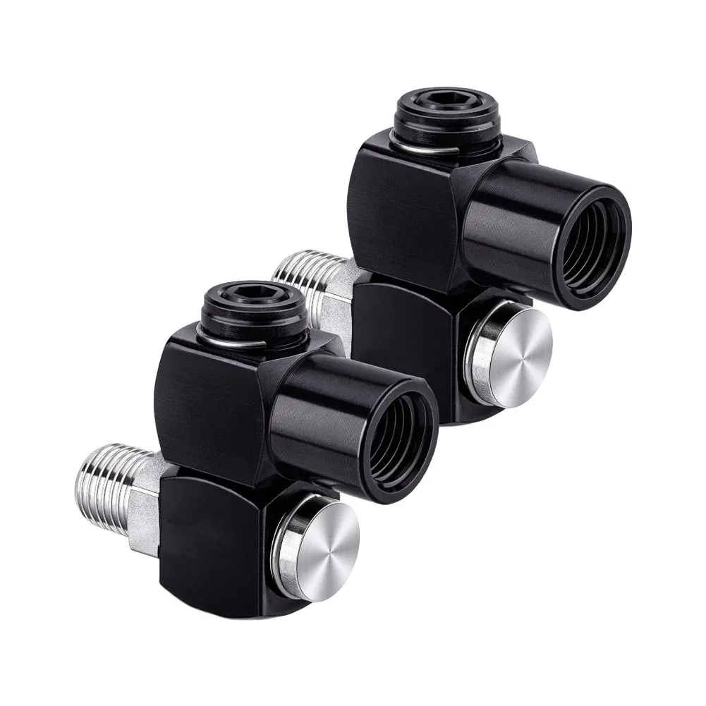 2 Pack 1/4in NPT 360 Degree Swivel Air Hose Fitting Quick Connect Metal Adapter For Pneumatic Compressor Tool Leak Black