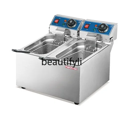 

Temperature-Controlled Small Food Electric Fryer Single/Double Tank Oil Fryer Stainless Steel Thickened Skewer Fryer Double Tank