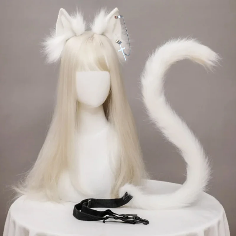 

Косплей, милые кошачьи уши, украшения для волос, кошачьи женские уши зверя, повязки на голову, аксессуары, серьги-гвоздики с кисточками в стиле панк