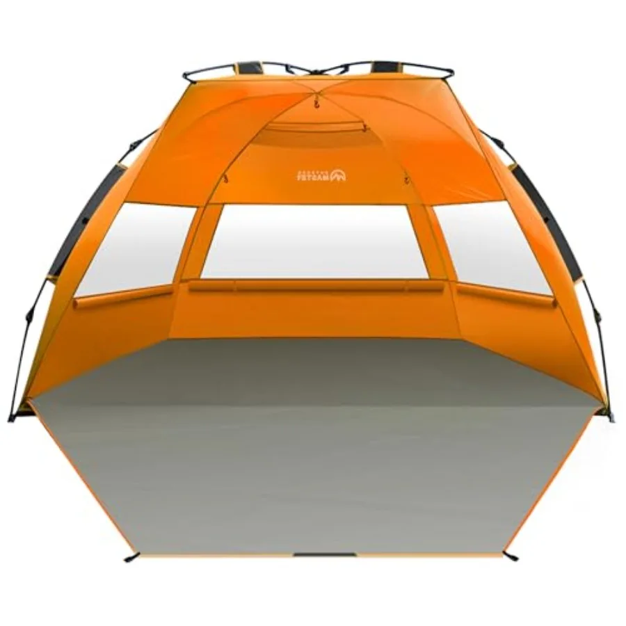 Beach Tent Sun Shelter for 3-4 Person, Pop Up Beach Tent Easy Setup with Sandbags, Portable Sun Shade Canopy with Carrying Bag
