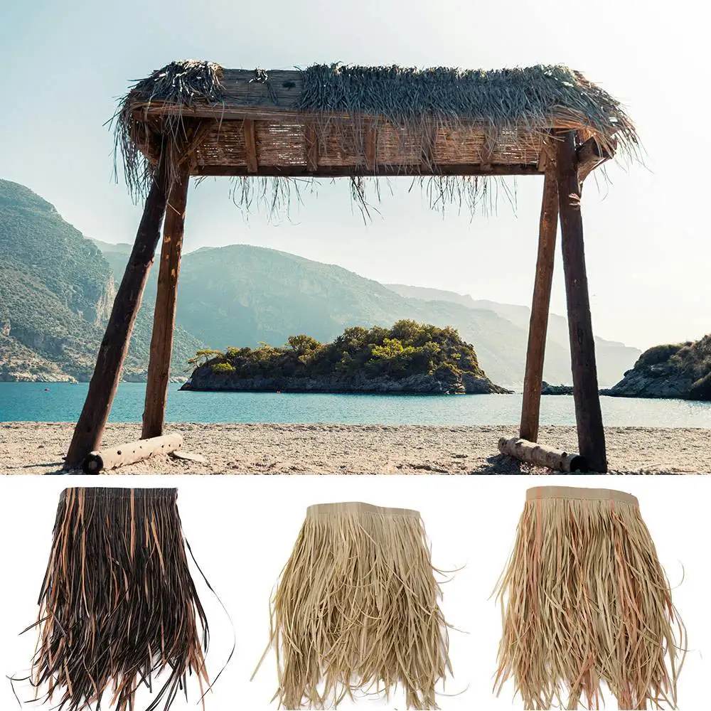 Home Garden Decor PVC Simulation Straw Roof Retardant Fake Thatch Decorative Sunscreen Rainproof Grass Roof Home