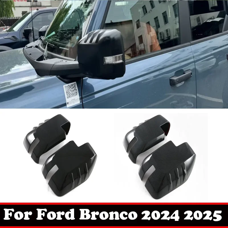 For Ford Bronco 2024 2025 ABS black Side Mirror Cover Rearview Mirror Cap Reverse Mirror Shell Sticker Exterior accessories