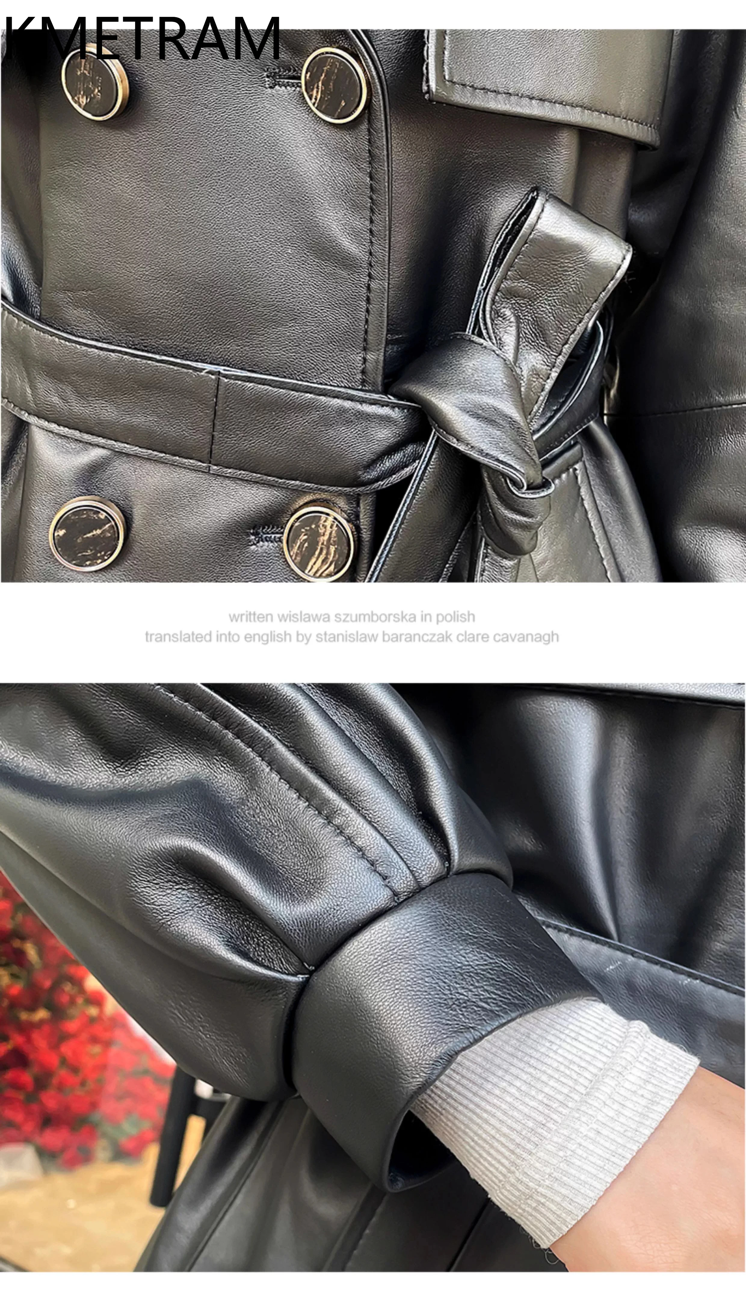 100% Top Layer of Sheepskin Jacket Woman Black Genuine Leather Jackets with Lace Up New in Outerwears Fall Clothes 2025 кожанка