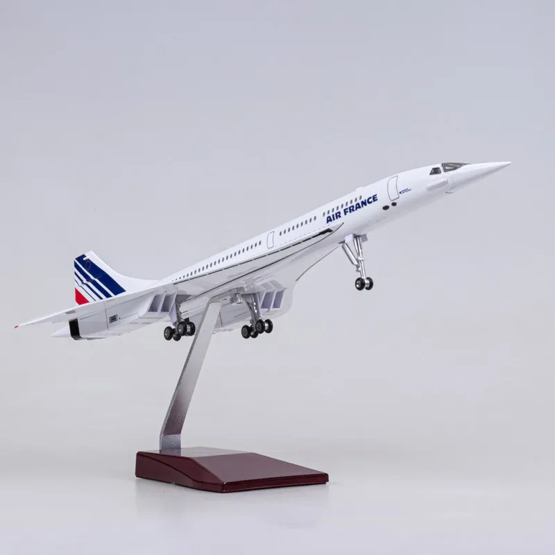 2024 New 1:125 Scale Diecast Model Air France Concorde Airlines Resin Airplane Airbus With Light Toy Collection Display Gifts