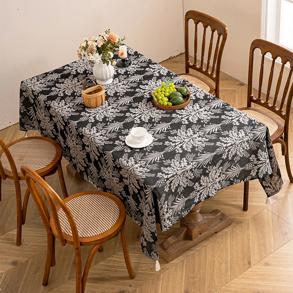 American Retro-Style Jacquard Tablecloth Rectangular Restaurant Decorative Fabric Dust-Proof Woven Fabric Table Decoration Cover