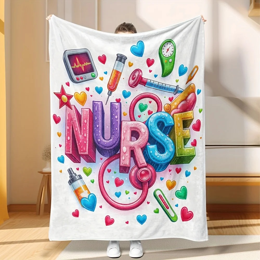 Cute Nurse Gift Blanket for Healthcare Workers RN CNA Scrubbie Gift Idea Hospital Nurse Appreciation Cozy Throw