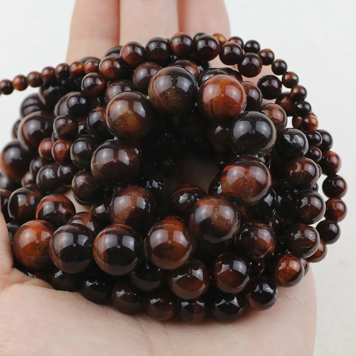 Red Tiger's Eye Natural Stone Loose Spacer Round Beads For Jewelry DIY HandmadeBracelet Earrings Accessories 4/6/8/10/12mm