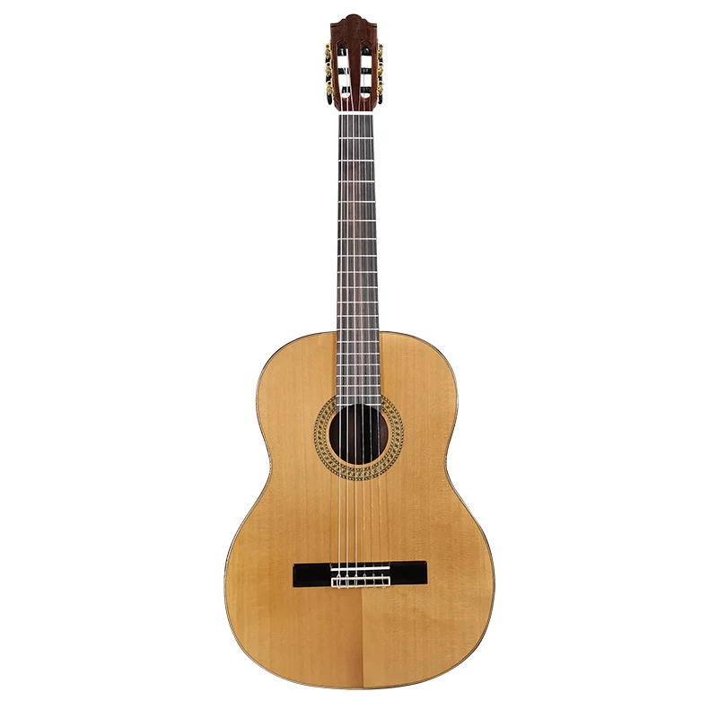 39 Inch Classical Guitar Solid Cedar Top Nylon Strings Rosewood Back & Sides Handcrafted Wooden Instrument