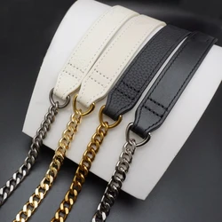 Women Bag Chain Shoulder Bag Leather Straps Metal Chains with Leather Vintage Bag Handle Chic Handbag New DIY Accessories