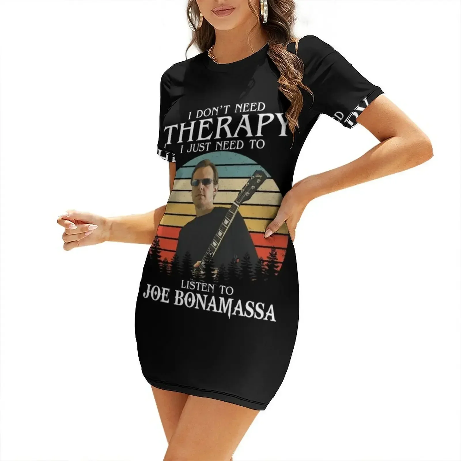 Ich brauche keine Therapie, ich muss nur Joe Bonamassa zuh?ren Short-Sleeved Dress Party dresses