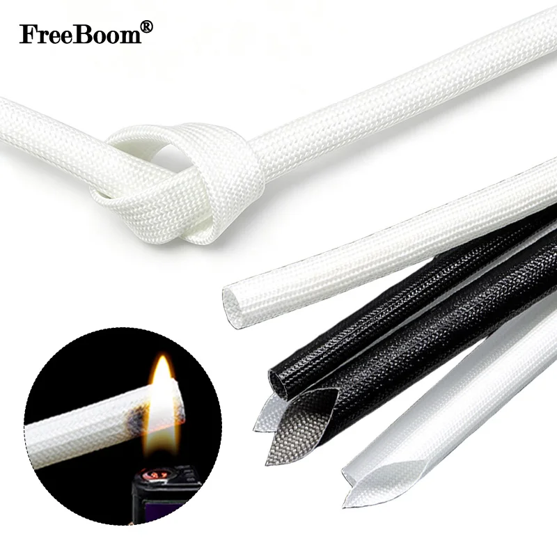 1-20m 200Deg.C Fiberglass Sleeve Silicone Resin Glass Fiber Braided High Temperature Wrap Wire Insulation Protective 1200V/1500V