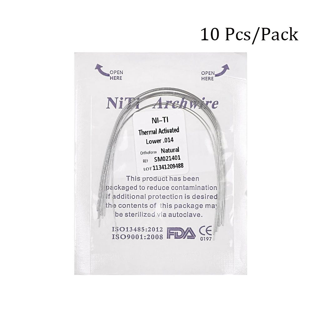 10 Pcs Dental Niti Heat Thermal Activated Archwires Natural Form Orthodontic Arc Round Rectangular Arch Wires for Teeth Braces