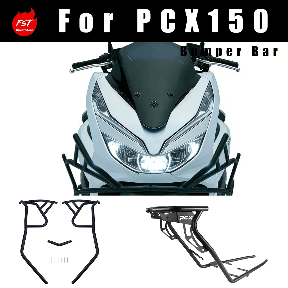 Modified Motorcycle Crash Bar for Honda PCX150, Front & Rear Full Surround Anti-Collision Protector Guard Compatible with PCX160