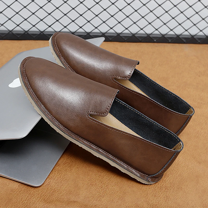 

Мужские лоферы из искусственной кожи, однотонная легкая удобная повседневная мужская обувь 38-45