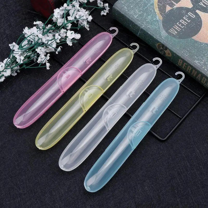 

23x3.5x3cm Plastic Toothbrush Holder Box Transparent Travel Portable Protective