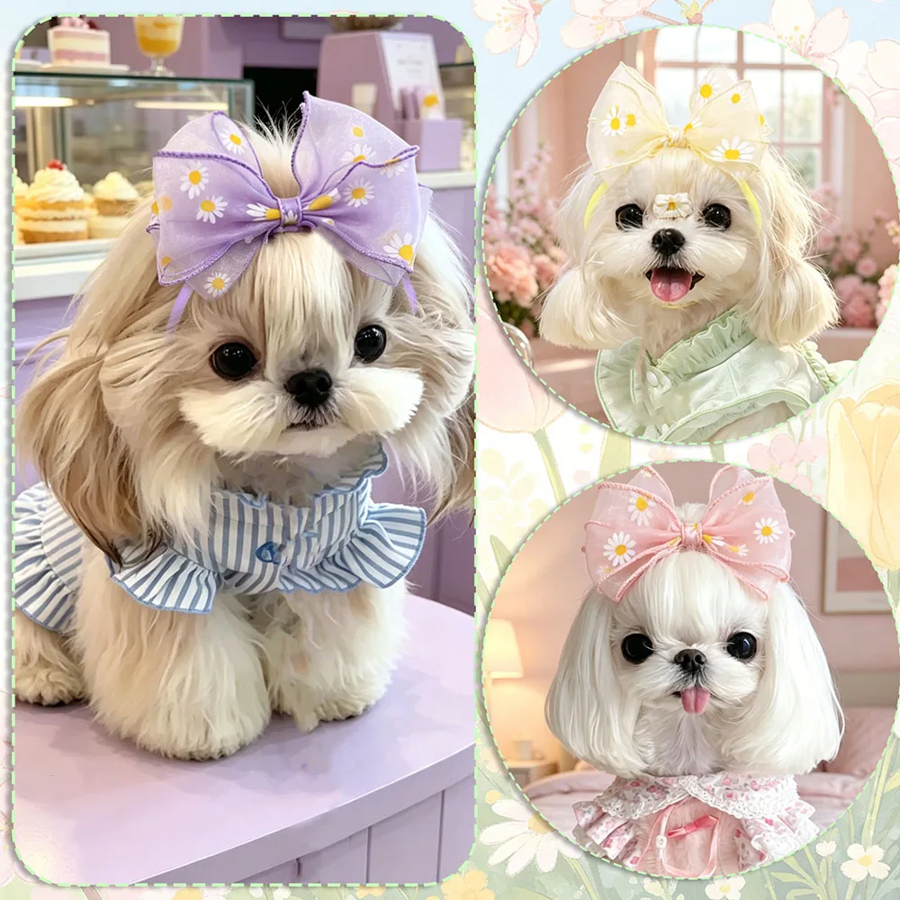 Lazo con margaritas para perros y gatos – Ajustable y decorativo para cachorro - imagen 5