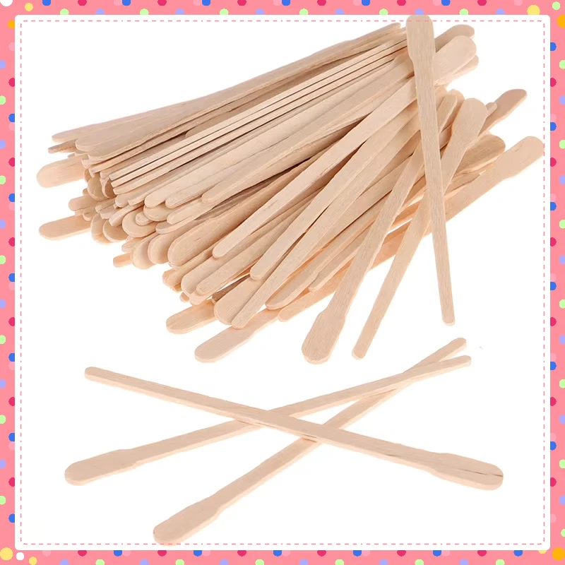 شمع خافض اللسان الخشبي، ملعقة للاستعمال مرة واحدة، إزالة شعر الجسم، مجموعات النظافة الشخصية، مجموعات التجميل، 100 قطعة