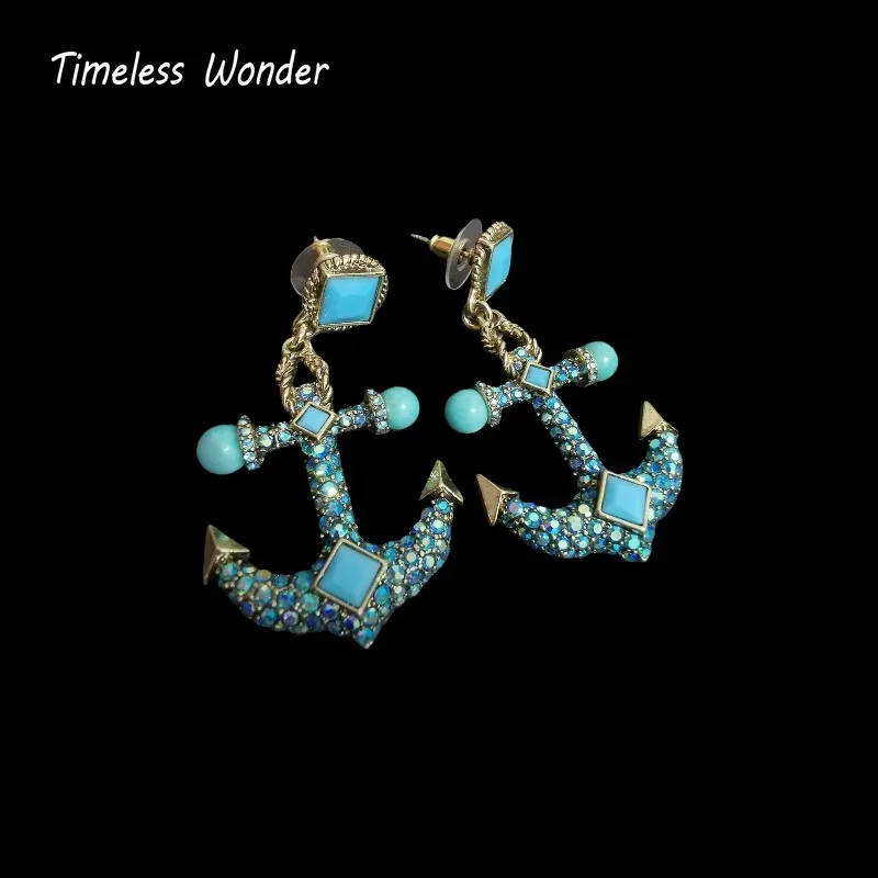 

Timeless Wonder Fancy Crystal Zircon Anchor Stud Earrings Women Designer Jewelry Trendy Gift Top Classy Simple Neat 5133
