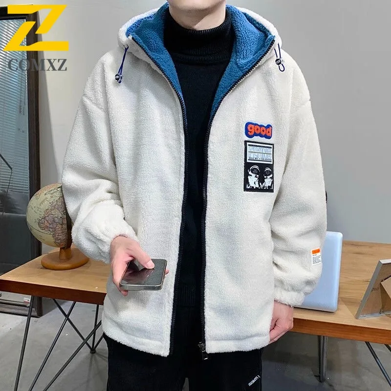 

COMXZ Men's Fleece Jacket Trendy Travel Trip Cold-Resistant Daily Outing Padded Jacket Camping High Quality Thick Winter Padding