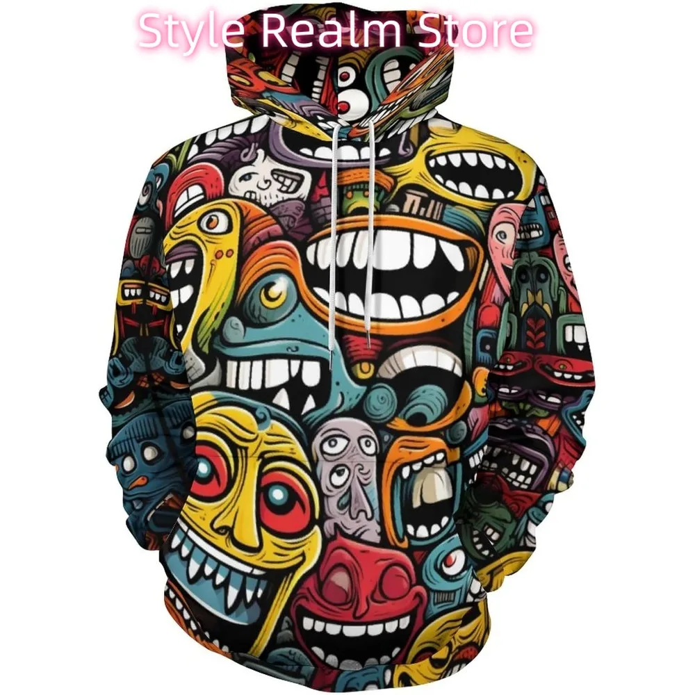 للجنسين الجدة الوجه المبتسم هوديس البلوز مضحك الكرتون نمط طويل الأكمام البلوز هوديي