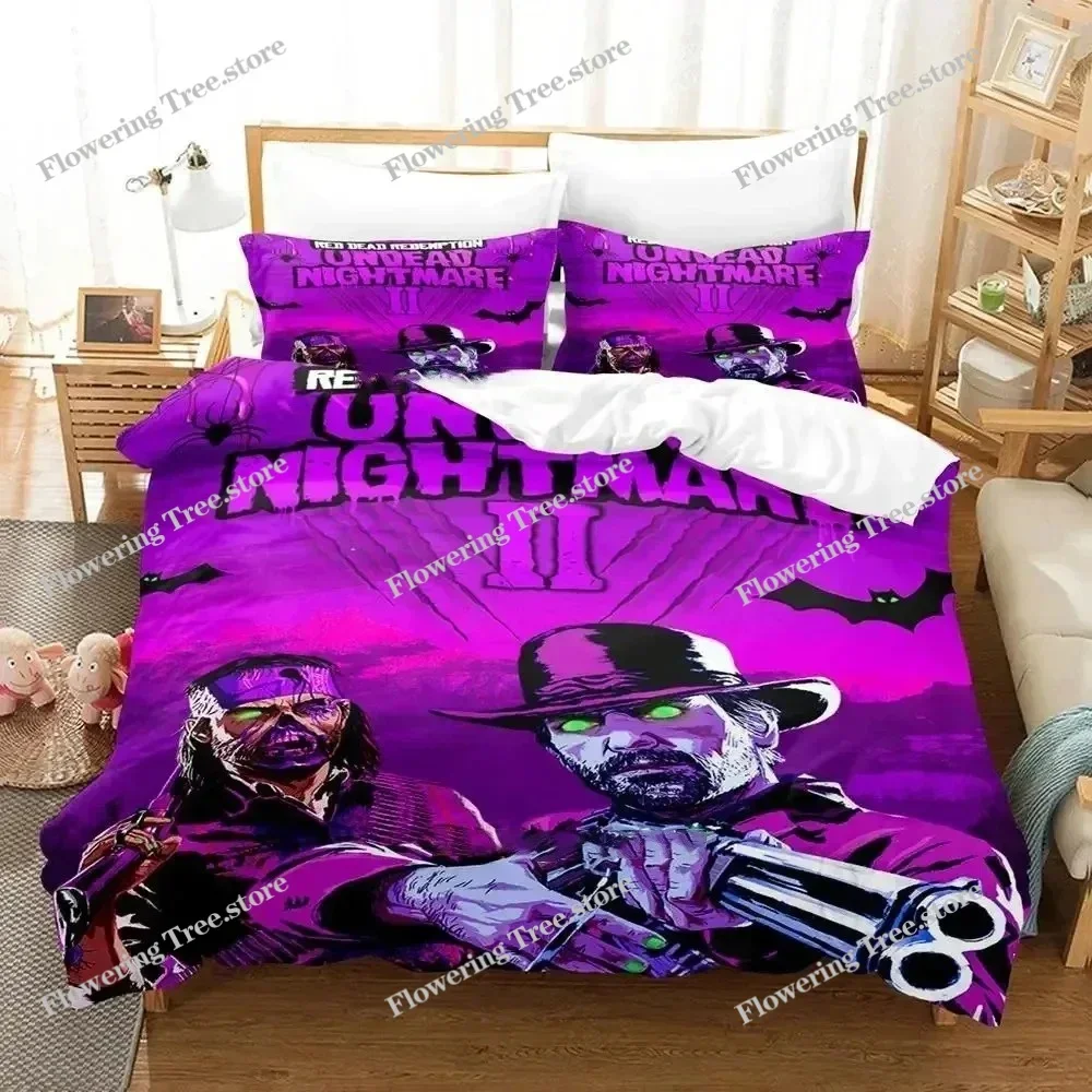 

Game Undead Nightmare Red Dead Redemption Bedding Set Boys Girls Twin Queen Size Duvet Cover Pillowcase Bed Kids Adult