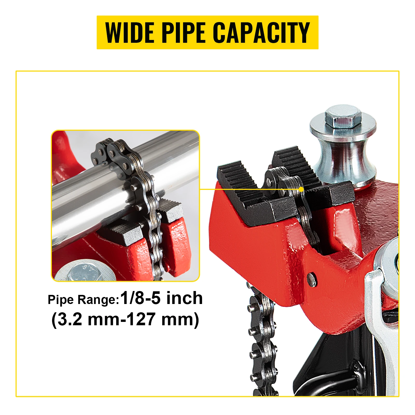 Steel Tripod Pipe Chain Vise 1/8-5in Capacity Foldable Legs Tri-Stand Bench Vice for Fixing Supporting Bending Metal Pipes