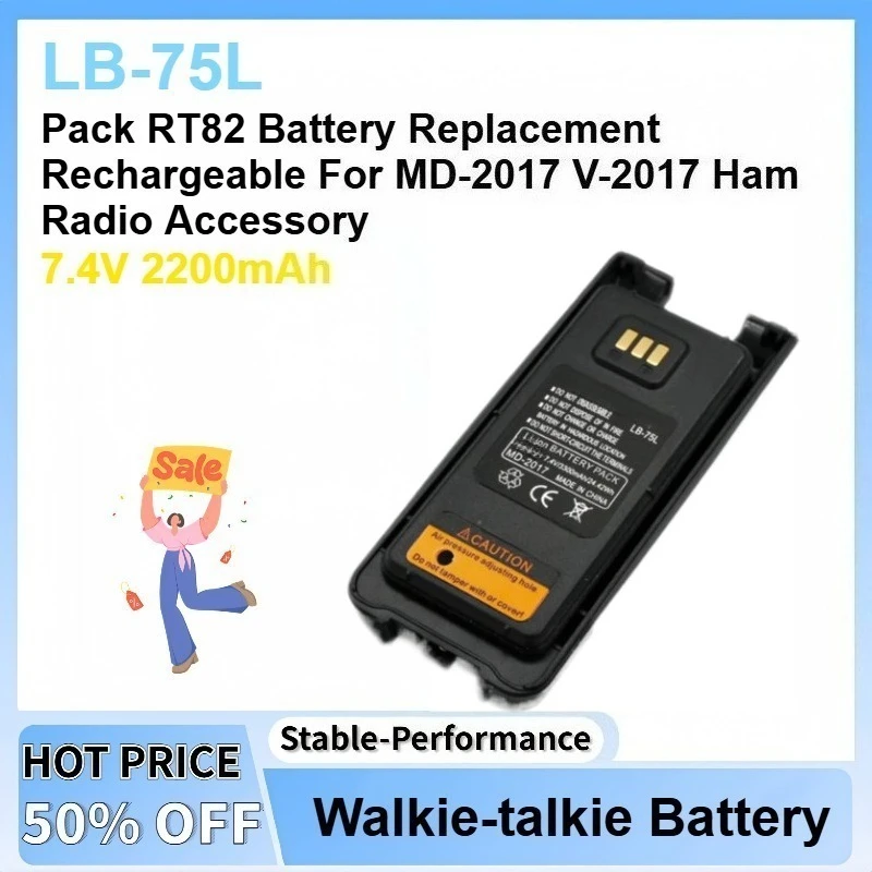New 7.4V 2200mAh LB-75L Walkie Talkie Battery Pack RT82 Battery Replacement Rechargeable For MD-2017 V-2017 Ham Radio Accessory