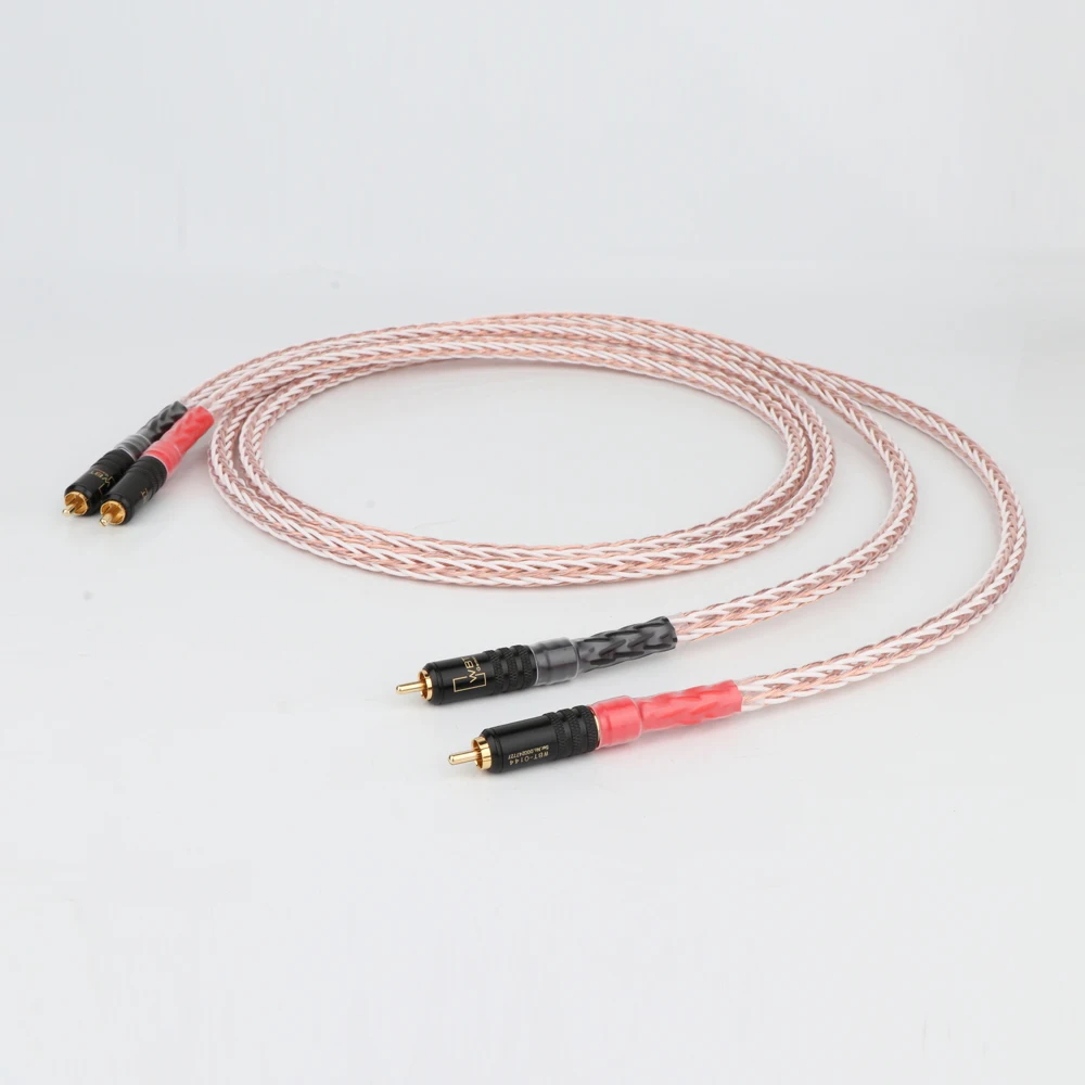 8TC 7N OCC Pure copper RCA Cable Hi-end CD Amplifier Interconnect 2RCA to 2RCA Male Audio Cable WBT Gold plated Plug