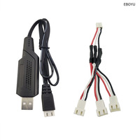 EBOYU 7.4V 2S Li-po Battery USB Balance Charger & 1 to 3 Charger Cable Line for any 7.4V 2S Li Battery E511 E511S RC Drone Boat