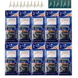 100/200Packs Saltwater Fishing lure live bait rigs Luminous Beads String hook Real Fish Skin Mackerel Small fish Sea fishing rig