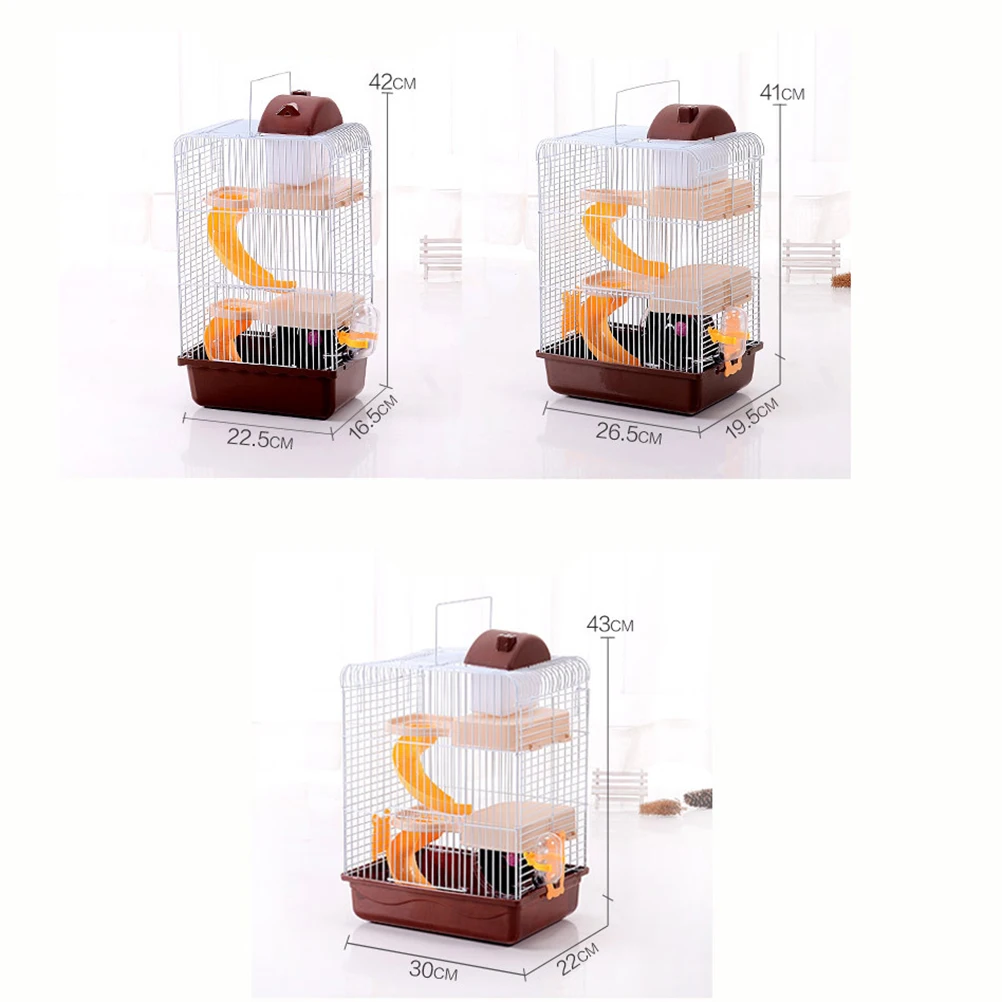 

Three Layer Hamster Cage Multi-Level Slide Design Eco-Friendly Plastic Durable Running Wheel Leakproof Water Jug Small Pets