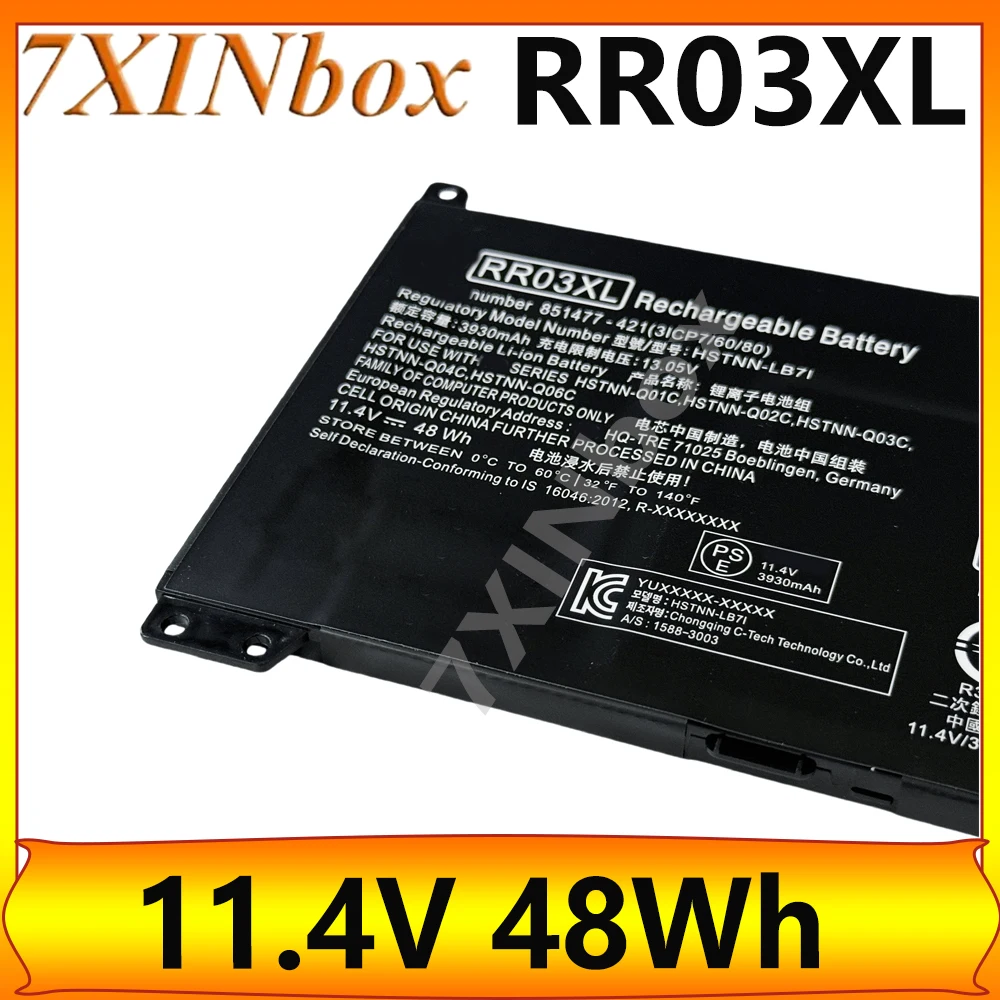 

7XINbox RR03XL 11,4 В 48 Втч Аккумулятор для ноутбука HP ProBook 440 450 470 430 G4 G5 Serie HSTNN-LB7I HSTNN-UB7C HSTNN-PB6W 2TT74UT