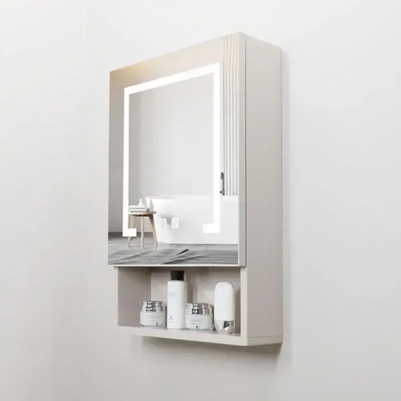 c13-Smart Bathroom Mirror Cabinet Aluminum Alloy Lavatory Locker Wall Hanging Mirror Cabinet Bathroom Furniture Armario Baño C