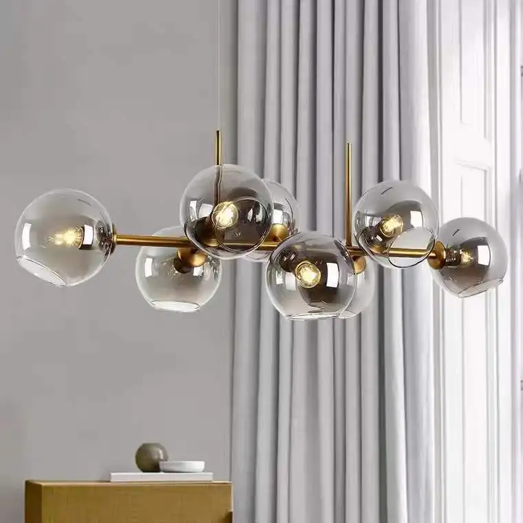 Modern minimalist Nordic creative bedroom dining room living room lamp personalized glass ball molecular bubble lamp chandelier