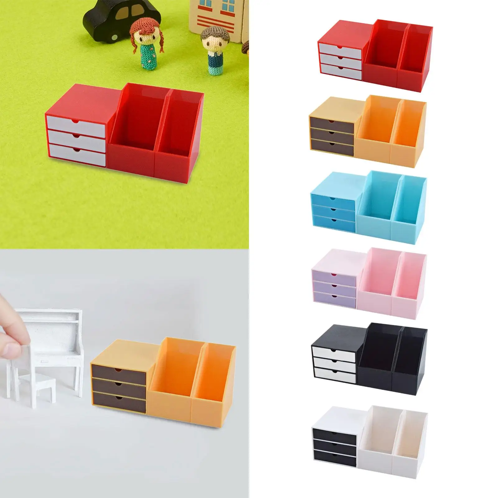 Sujetalibros modelo de cajonera en miniatura, adornos 1:6 para accesorios de escena en miniatura