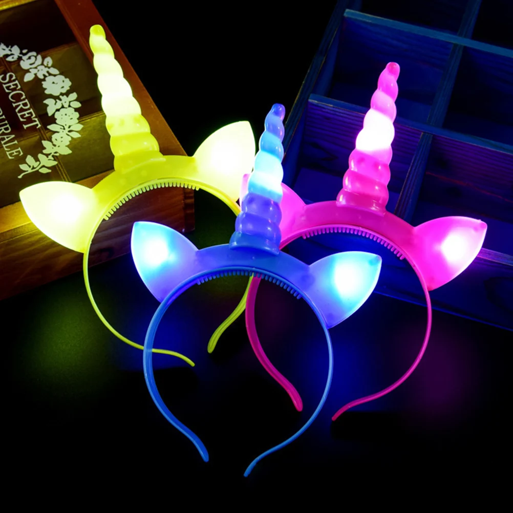

3pcs Unicorn Headb Luminous Hair Hoop Child Headdress Performance Party Halloween Cosplay Holiday Accessories