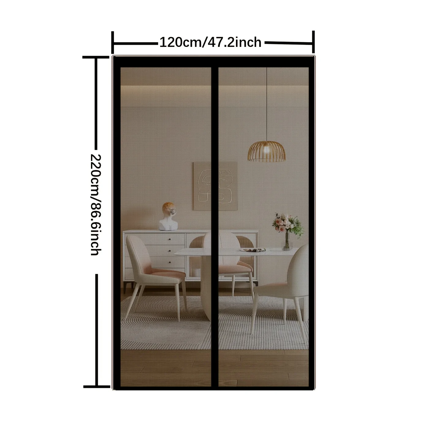 Black Fiberglass Magnetic Screen Door – Summer Mosquito-Proof Curtain, Reinforced Durable Mesh, Breathable & Easy-Install