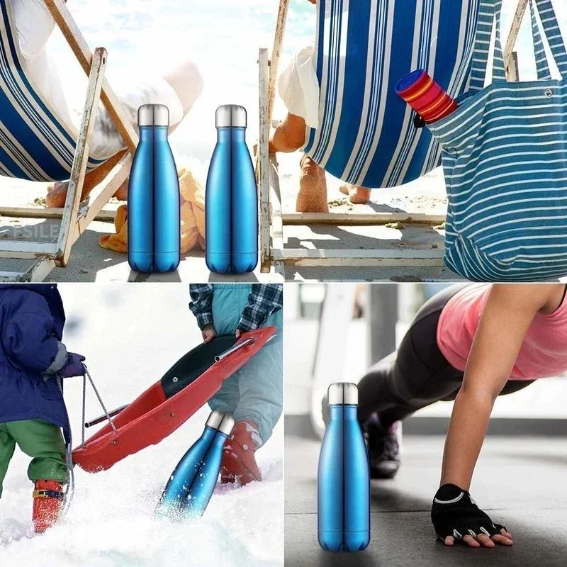 350/500/750/1000ml Double Wall Stainles Steel Thermal Water Bottle Sport Thermos Bottle Keep Hot and Cold Insulated Vacuum Flask