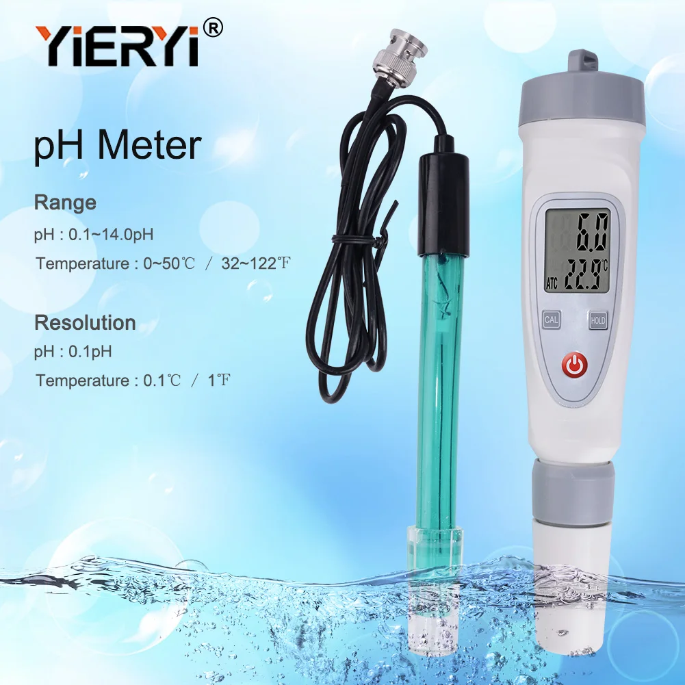 Yieryi PH-20W PH Meter Fish Aquarium PH Water Quality Test Pen 0.01 High Precision Acidity Detector Monitor for Swimming Pool