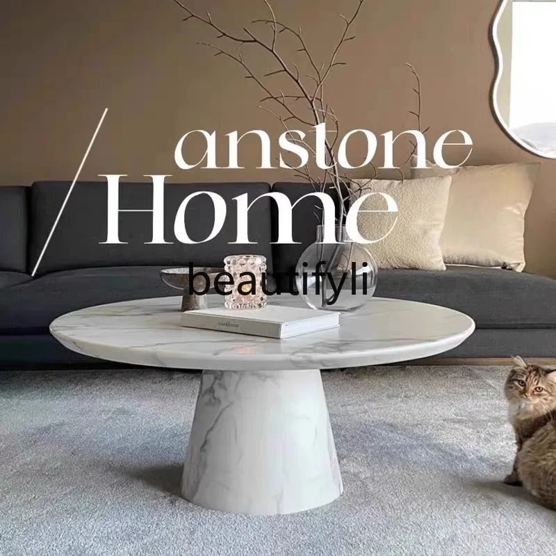 53 Italian Style Light Luxury Living Room Marble Round Coffee Table Modern Designer Coffee Table Round Table