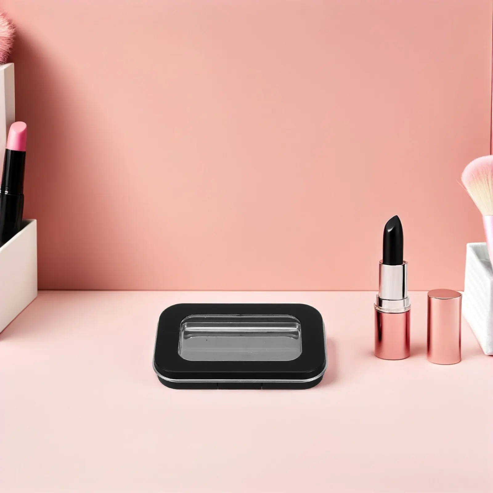 1pcs Empty Makeup Palette Transparent Lid Matte Black Portable Travel Design Magnetic Closure Easy Refill Eyeshadow Blush
