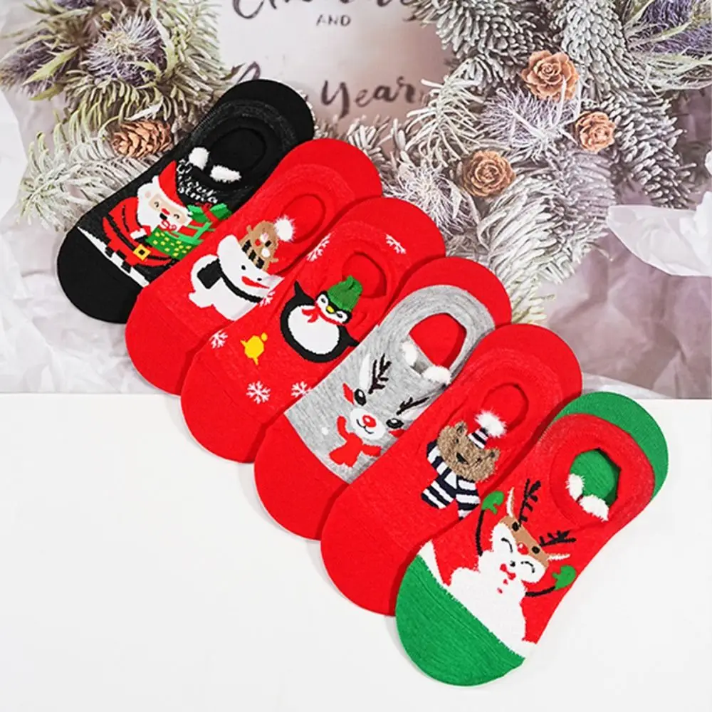 6Pairs Comfortable Elk Christmas Socks Women Bear Penguin Xmas Low-Calf Socks Hosiery Breathable Christmas Tube Socks Boys